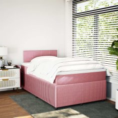 Vidaxl Box spring postelja z vzmetnico roza 120x200 cm žamet