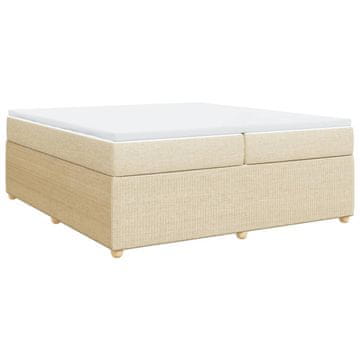Vidaxl Box spring postelja z vzmetnico krem 200x200 cm blago