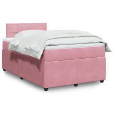Vidaxl Box spring postelja z vzmetnico roza 120x200 cm žamet