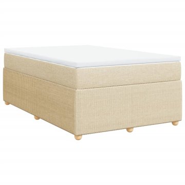 Vidaxl Box spring postelja z vzmetnico krem 120x200 cm blago