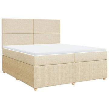Vidaxl Box spring postelja z vzmetnico krem 200x200 cm blago