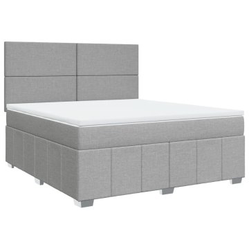 Vidaxl Box spring postelja z vzmetnico svetlo siva 180x200 cm blago