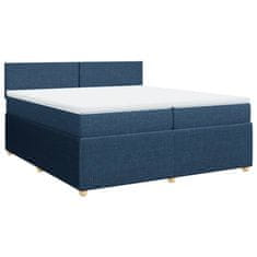 Vidaxl Box spring postelja z vzmetnico modra 200x200 cm blago