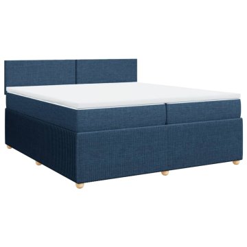 Vidaxl Box spring postelja z vzmetnico modra 200x200 cm blago
