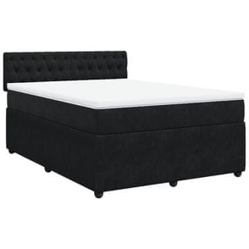 Vidaxl Box spring postelja z vzmetnico črna 140x200 cm žamet