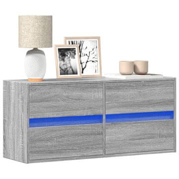 Vidaxl vidaXL Stenska TV omarica, LED, siva, hrast sonoma, 100x31x45 cm