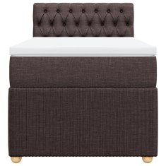 Vidaxl Box spring postelja z vzmetnico temno rjav 90x190 cm blago