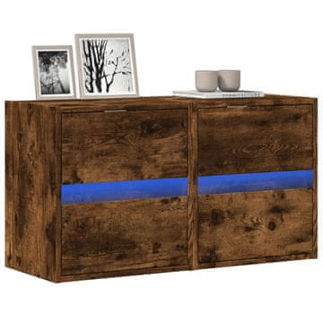 Vidaxl vidaXL Stenske TV omarice z LED osvetlitvijo, 2 kosa, dimljen hrast, 41x31x45 cm