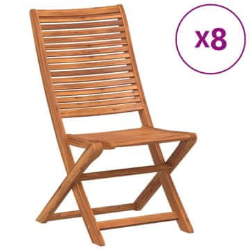 Vidaxl Zložljivi vrtni stoli 8 kosov 51x66x95 cm trdna akacija