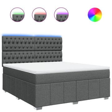 Vidaxl Box spring postelja z vzmetnico temno siva 180x200 cm blago