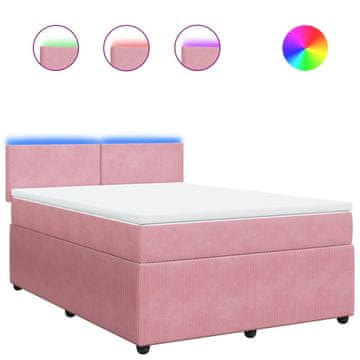 Vidaxl Box spring postelja z vzmetnico roza 140x190 cm žamet