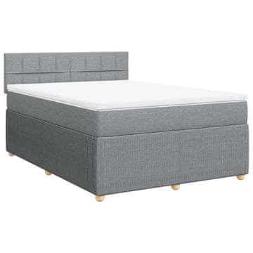Vidaxl Box spring postelja z vzmetnico svetlo siva 160x200 cm žamet