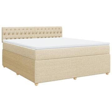 Vidaxl Box spring postelja z vzmetnico krem 180x200 cm blago