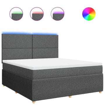 Vidaxl Box spring postelja z vzmetnico temno siva 180x200 cm blago