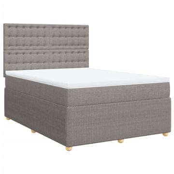Vidaxl Box spring postelja z vzmetnico taupe 140x200 cm blago