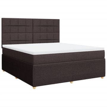 Vidaxl Box spring postelja z vzmetnico temno rjava 180x200 cm blago