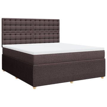 Vidaxl Box spring postelja z vzmetnico temno rjava 180x200 cm blago