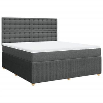 Vidaxl Box spring postelja z vzmetnico temno siva 180x200 cm blago