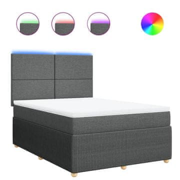 Vidaxl Box spring posteljni z vzmetnico temno siv 140x190 cm blago