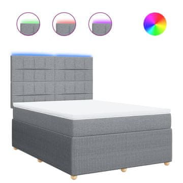 Vidaxl Box spring postelja z vzmetnico svetlo siva 140x200 cm blago