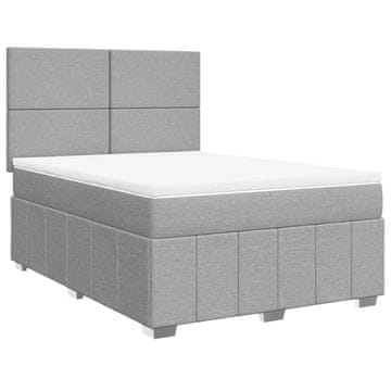 Vidaxl Box spring postelja z vzmetnico svetlo siva 160x200 cm žamet