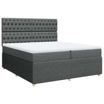 Vidaxl Box spring postelja z vzmetnico temno siva 200x200 cm blago