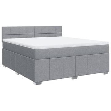 Vidaxl Box spring postelja z vzmetnico svetlo siva 180x200 cm blago