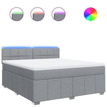 Vidaxl Box spring postelja z vzmetnico svetlo siva 180x200 cm blago