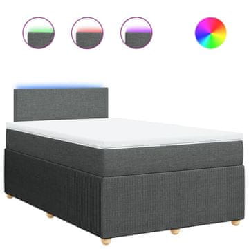 Vidaxl Box spring postelja z vzmetnico temno siva 120x200 cm blago