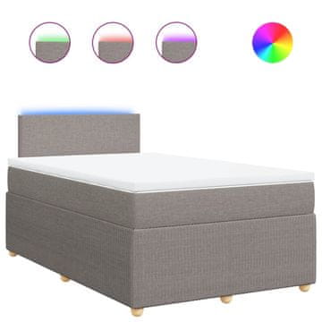 Vidaxl Box spring postelja z vzmetnico taupe 120x200 cm blago