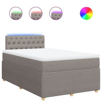Vidaxl Box spring postelja z vzmetnico taupe 120x200 cm blago