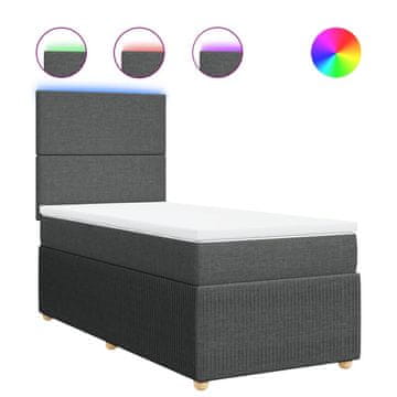 Vidaxl Box spring postelja z vzmetnico temno siva 100x200 cm blago