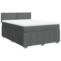 Vidaxl Box spring postelja z vzmetnico temno siva 160x200 cm blago
