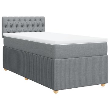 Vidaxl Box spring postelja z vzmetnico svetlo siva 80x200 cm blago