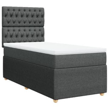 Vidaxl Box spring postelja z vzmetnico temno siva 90x200 cm blago