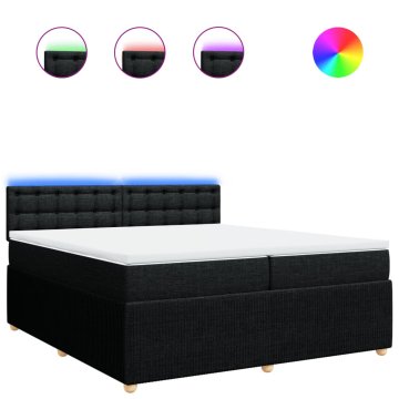 Vidaxl Box spring postelja z vzmetnico črn 200x200 cm blago