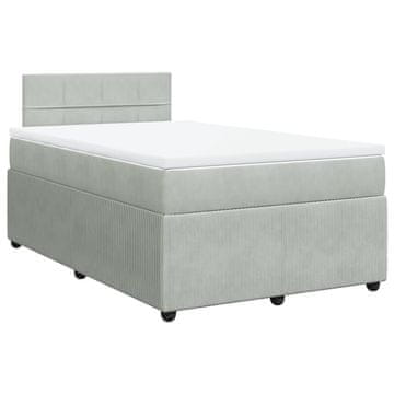 Vidaxl Box spring postelja z vzmetnico svetlo siva 120x200 cm žamet