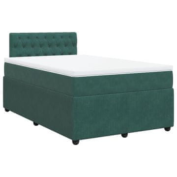 Vidaxl Box spring postelja z vzmetnico temno zelen 120x190 cm žamet