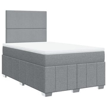 Vidaxl Boxspring postelja z vzmetnico svetlo siva 120x190 cm blago