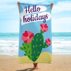 Flamenco Mystique Pr rectangularna plažna brisača HELLO HOLIDAYS, mikrovlakna, 150x70 cm, bela