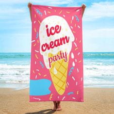 Flamenco Mystique Rektanglasta Plažna Brisača z Motivom Sladoledne Zabave, 150x70 cm, Poliestr, Bela