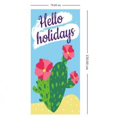 Flamenco Mystique Pr rectangularna plažna brisača HELLO HOLIDAYS, mikrovlakna, 150x70 cm, bela
