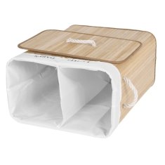 Flamenco Mystique Bambusova košara za perilo s pokrovom, 2 predelka, 100 l, višina 60 cm, širina 52 cm