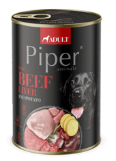 Piper mokra hrana za pse, goveja jetra in krompir, 24x400 g