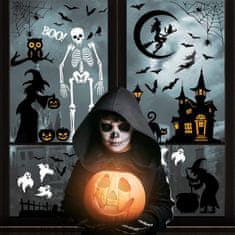 HOME & MARKER® Nalepke za okno, Nalepke za noč čarovnic, DIY, Dekoracija za Halloween (Skelet) | SPOOKCLINGS