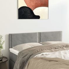shumee vidaXL Posteljno vzglavje 2 kosa svetlo sivo 72x5x78/88 cm žamet
