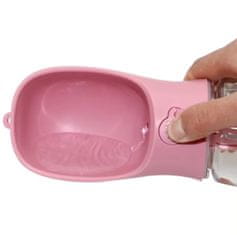 Mersjo Potovalna steklenička za pse 350ml roza