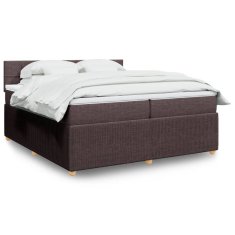 Vidaxl Box spring postelja z vzmetnico temno rjav 200x200 cm blago