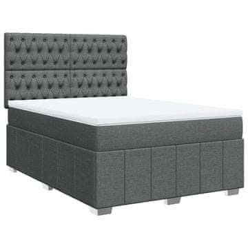 Vidaxl Box spring posteljni z vzmetnico temno siv 140x190 cm blago