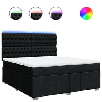 Vidaxl Box spring postelja z vzmetnico črna 180x200 cm blago